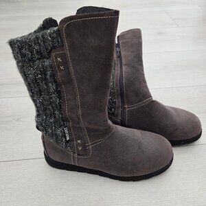 Muk Luks Womens 9 Gray Boots Shoes Lila Sherpa Fleece Lining Winter
